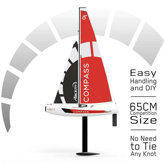 VOLANTEXRC Compass 650mm RC Sailboat Competition Remote Control Sailing Boat