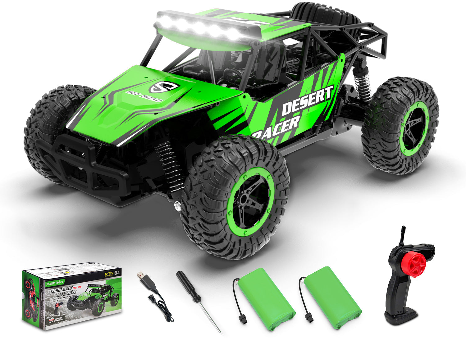 EXHOBBY 1/16 All Terrain Remote Control Car for Kids Off Road RC Truck Desert Racer Great Gift 2 pcs Batteries