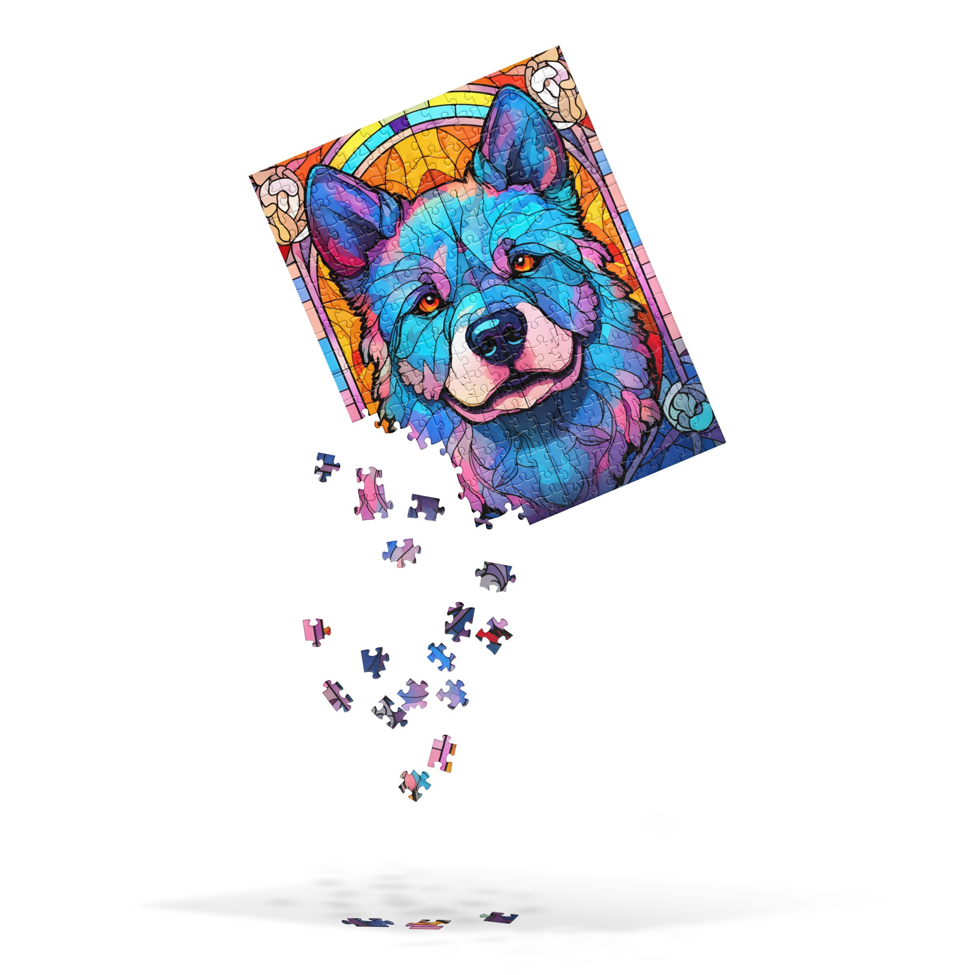 Akita Dog Pet Stained Glass Jigsaw puzzle 252 pcs