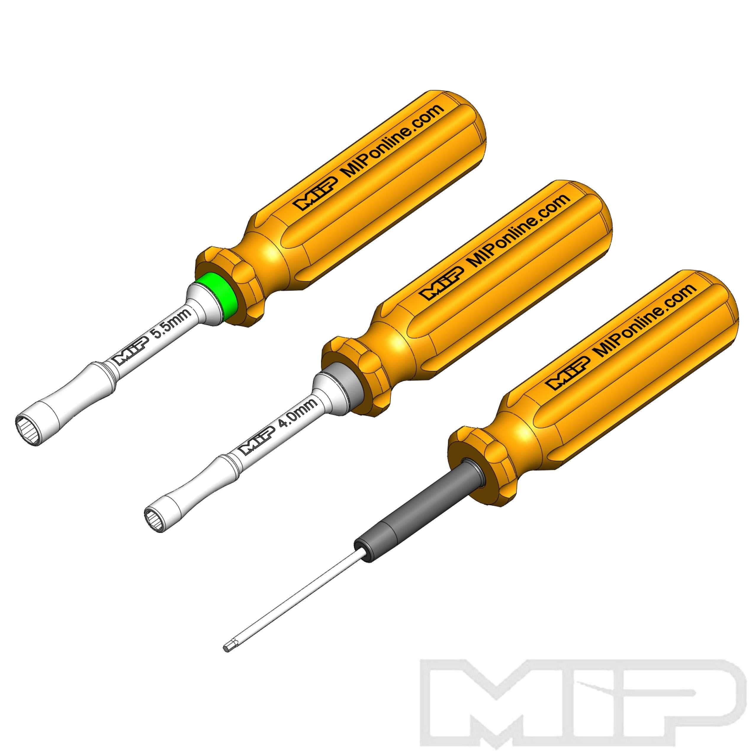 #9518 - MIP Mini-T/B 2.0 & Mini JRX2 Wrench Set, Metric (3), 4.0mm, 5.5mm Nut Driver & 1.5mm Hex