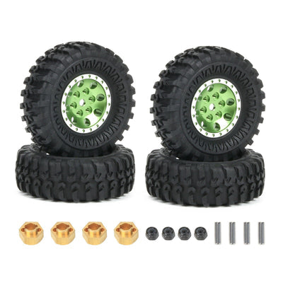 RCAWD 4pcs 55*20mm Wheel Rubber Tire for Axial 1-24  SCX24 Panda Tetra Etc Crawlers