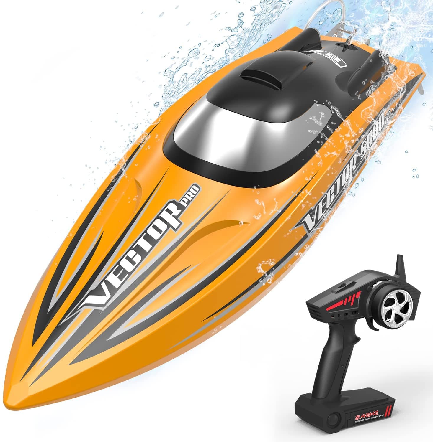 VOLANTEXRC VectorSR80 Pro Brushless RC Boat 50MPH High-Speed Auto Roll Back Waterproof RTR for Adults & Kids 79804P 1 pcs Battery