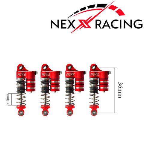 Nexx Racing Reservoir Shock (4 pcs) for 1/24 SCX24 - RED