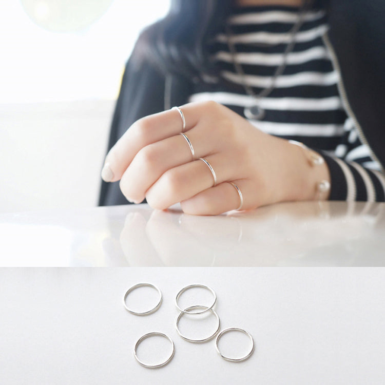 Simple Trendy Smooth Circle White/Rose 925 Sterling Silver Pinky Finger Ring