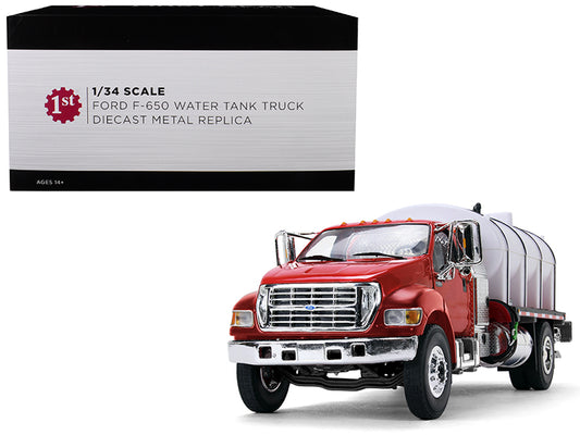 Ford F-650 with Roto Molded Water Tank Truck Red and White 1/34 Diecast Model by First Gear