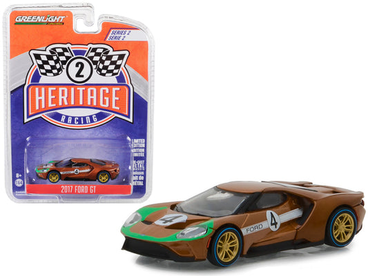 2017 Ford GT #4 Tribute to 1966 Ford GT40 Mk II Brown "Ford Racing Heritage" Series 2 1/64 Diecast Model Car by Greenlight