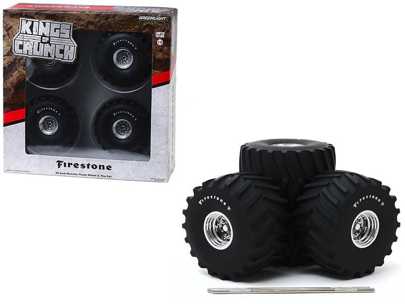 66-Inch Monster Truck "Firestone" Wheels and Tires 6 piece Set "Kings of Crunch" 1/18 by Greenlight