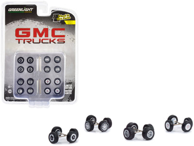 "GMC Trucks" Wheels and Tires Multipack Set of 24 pieces "Wheel & Tire Packs" Series 6 1/64 Scale Models by Greenlight