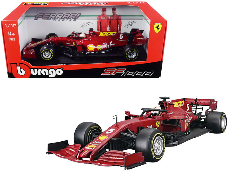 Ferrari SF1000 #5 Sebastian Vettel Tuscan GP Formula One F1 (2020) "Ferrari's 1000th Race" 1/18 Diecast Model Car by Bburago