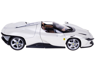 Ferrari Daytona SP3 White Metallic with Silver Stripes "Signature Series" 1/18 Diecast Model Car by Bburago