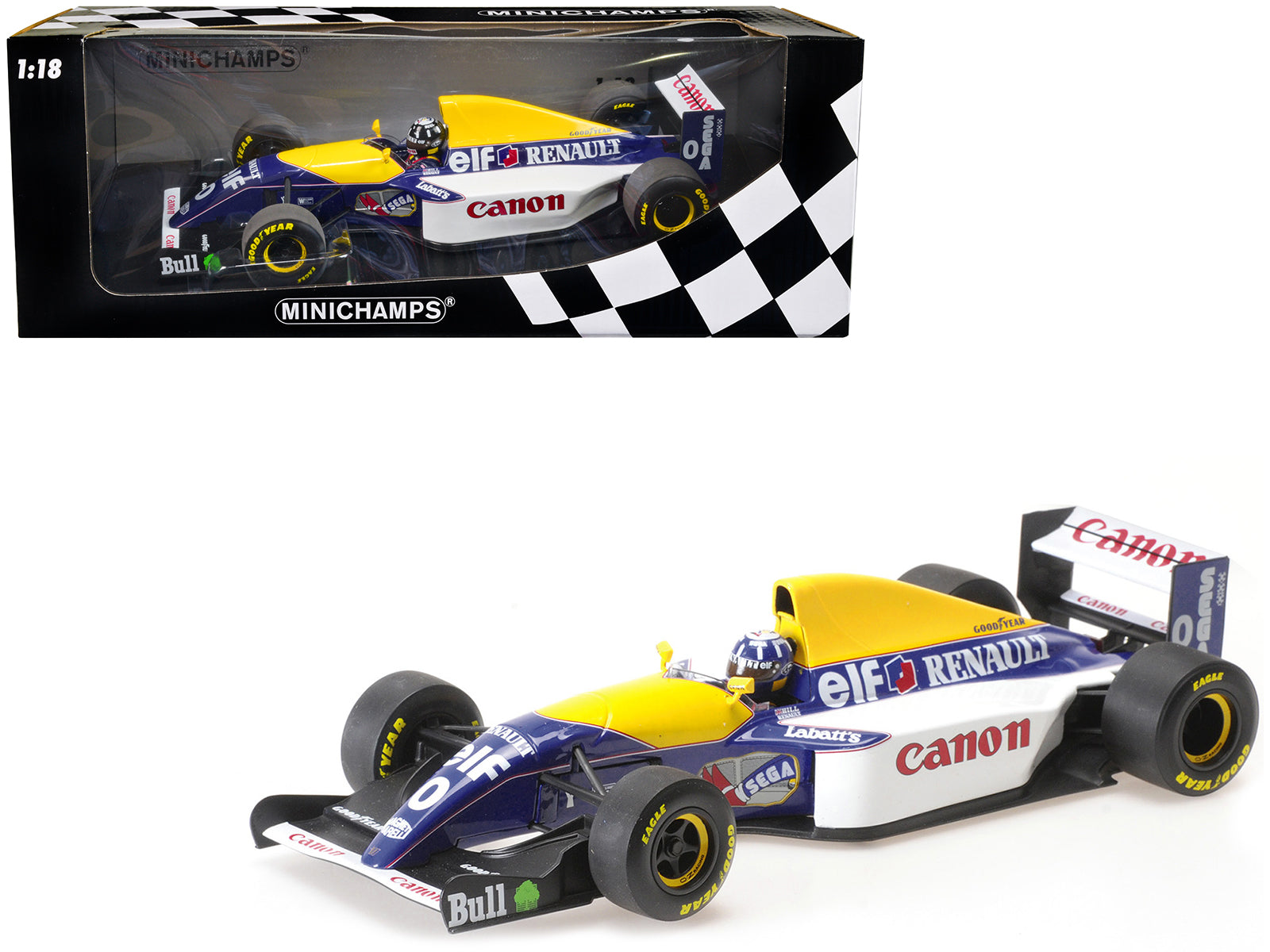 Williams Renault FW15C #0 Damon Hill "Canon" 3rd Place F1 Formula One World Championship (1993) with Driver Limited Edition to 300 pieces Worldwide 1/18 Diecast Model Car by Minichamps