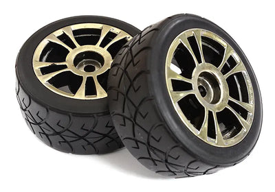 Plastic D5 Spoke Wheels W/ Rubber Radials Tires For 1/10 Mini & Tamiya M-Chassis C31014