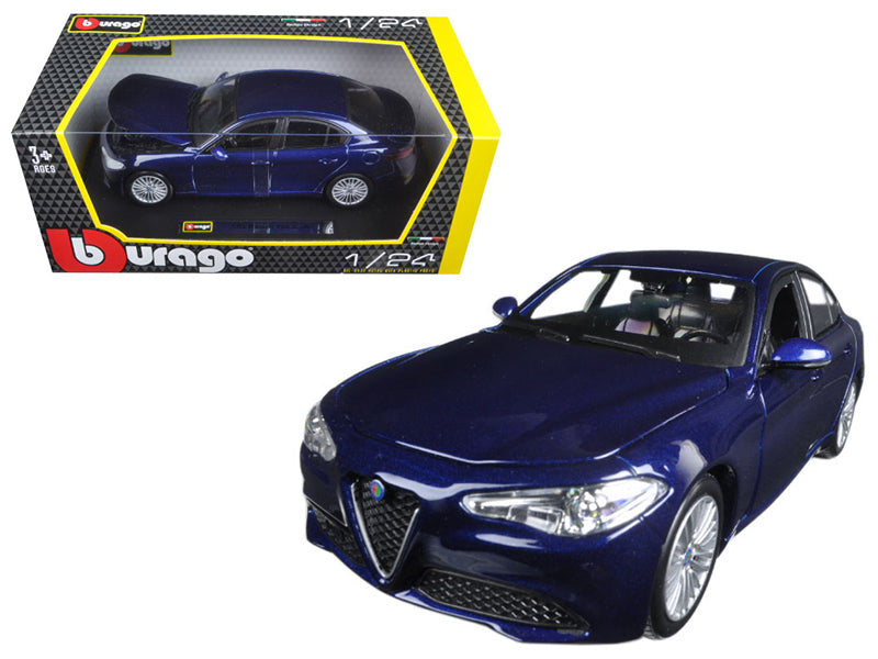 2016 Alfa Romeo Giulia Dark Blue Metallic 1/24 Diecast Model Car by Bburago