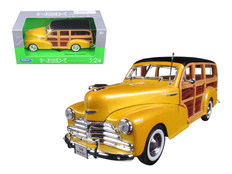 1948 Chevrolet Woody Wagon Fleetmaster Gold 1/24 Diecast Model Car by Welly