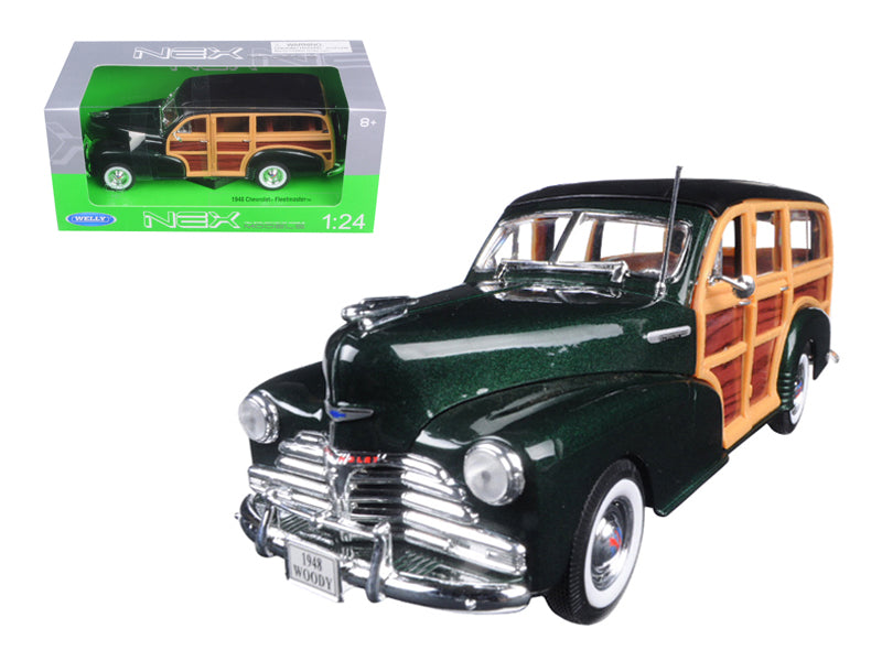 1948 Chevrolet Woody Wagon Fleetmaster Green 1/24 Diecast Model Car by Welly