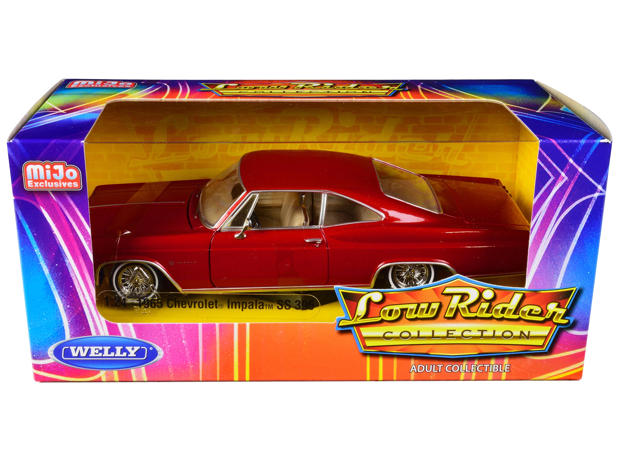 1965 Chevrolet Impala SS 396 Lowrider Red Metallic "Low Rider Collection" 1/24 Diecast Model Car by Welly