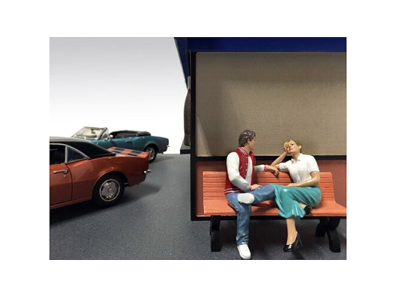 Sitting Couple Adam and Kristan 2 piece Figurine Set for 1/24 Scale Models by American Diorama