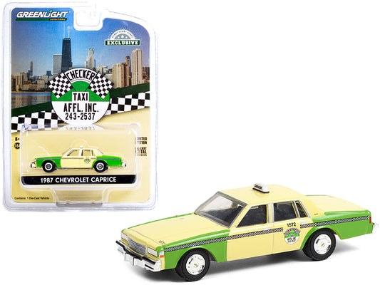 1987 Chevrolet Caprice Yellow and Green "Chicago Checker Taxi Affl Inc." "Hobby Exclusive" 1/64 Diecast Model Car by Greenlight