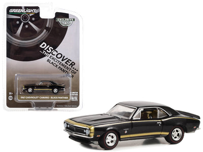 1967 Chevrolet Camaro "Black Panther" Black with Gold Stripes "Hobby Exclusive" Series 1/64 Diecast Model Car by Greenlight