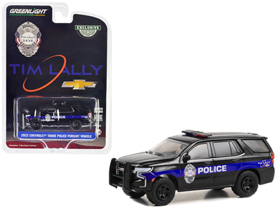 2022 Chevrolet Tahoe Police Pursuit Vehicle (PPV) Black with Blue Stripes "Tim Lally Chevrolet Warrensville Heights Ohio" "Hobby Exclusive" Series 1/64 Diecast Model Car by Greenlight