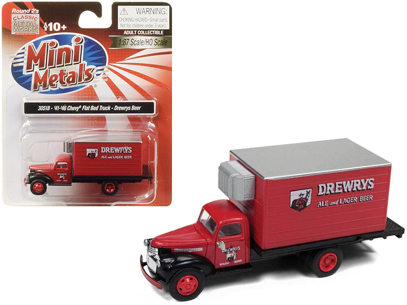 1941-1946 Chevrolet Box (Reefer) Refrigerated Truck "Drewrys Ale and Lager Beer" Red 1/87 (HO) Scale Model by Classic Metal Works