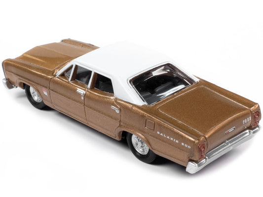 1967 Ford Galaxie Burnt Amber Metallic with White Top 1/87 (HO) Scale Model Car by Classic Metal Works