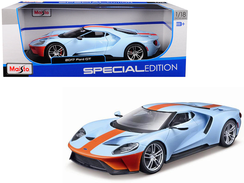 2017 Ford GT Blue with Orange Stripe "Special Edition" 1/18 Diecast Model Car by Maisto