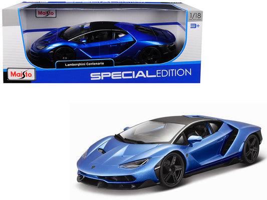 Lamborghini Centenario Blue Metallic with Black Top 1/18 Diecast Model Car by Maisto