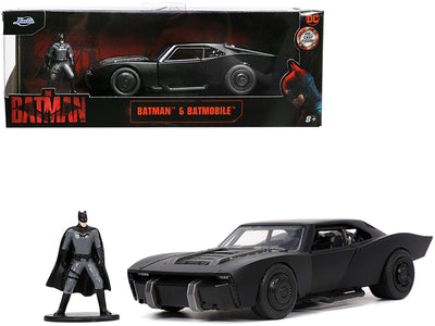 Batmobile Matt Black with Batman Diecast Figurine "The Batman" (2022) Movie "DC Comics" 1/32 Diecast Model Car by Jada
