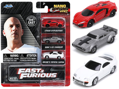 "Fast & Furious" Movie 3 piece Set Series 4 "Nano Hollywood Rides" Series Diecast Model Cars by Jada