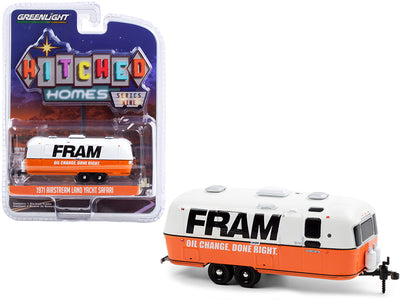 1971 Airstream Land Yacht Safari Travel Trailer White and Orange "FRAM Oil Filters" "Hitched Homes" Series 9 1/64 Diecast Model by Greenlight