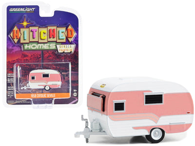1958 Catolac DeVille Travel Trailer Pink and White "Hitched Homes" Series 14 1/64 Diecast Model by Greenlight