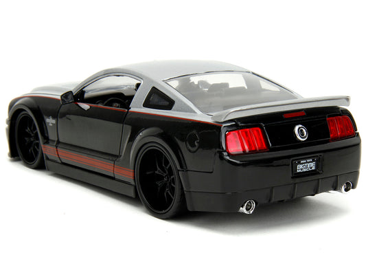 2008 Ford Shelby Mustang GT-500KR Silver and Black with Red Stripes "Bigtime Muscle" Series 1/24 Diecast Model Car by Jada