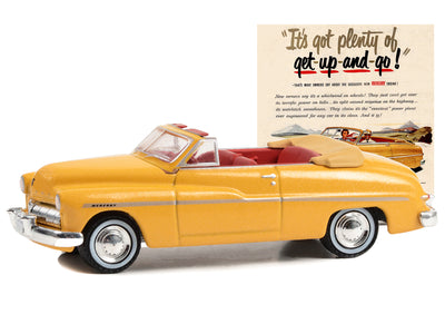 1949 Mercury Eight Convertible Yellow Metallic with Red Interior "It’s Got Plenty Of Get-Up-And-Go!" "Vintage Ad Cars" Series 9 1/64 Diecast Model Car by Greenlight