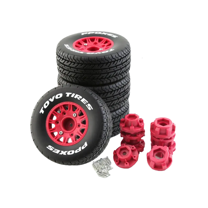 SpeedTek RC 46/113 Un-Mounted Non-Belted On Road Tires (4) (Red) (12-Spoke)