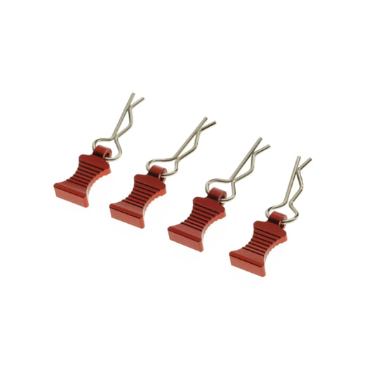 SpeedTek RC CNC Aluminum EZ Pull 1/10 & 1/8 RC Car Body Clips (4) (Red)