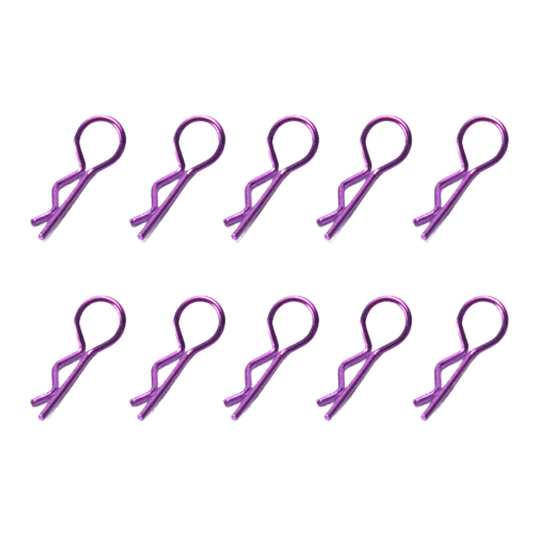 SpeedTek RC 1/10 & 1/8 RC Car Bent Body Clips (10) (Purple)