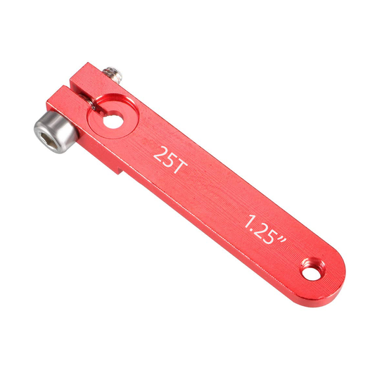 SpeedTek RC CNC Aluminum 1.25" Long 25T Clamping Servo Horn (Red)