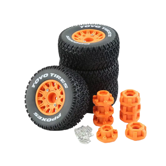 SpeedTek RC 46/113 Un-Mounted Non-Belted Off Road Tires (4) (Orange) (12-Spoke)