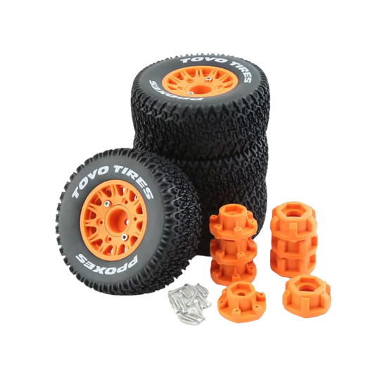 SpeedTek RC 46/113 Un-Mounted Non-Belted Off Road Tires (4) (Orange) (12-Spoke)