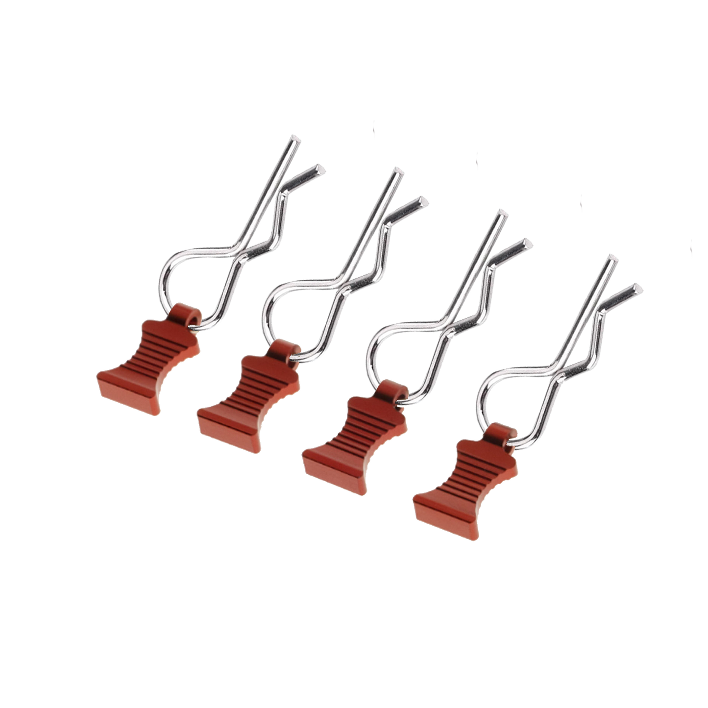 SpeedTek RC CNC Aluminum EZ Pulls With Body Clips (4) (Red) for all 1/7 & 1/6