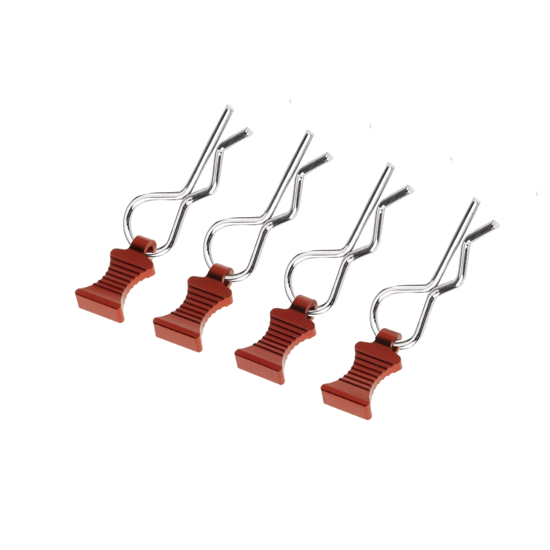 SpeedTek RC CNC Aluminum EZ Pulls With Body Clips (4) (Red) for all 1/7 & 1/6