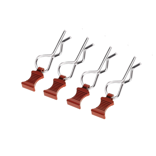 SpeedTek RC CNC Aluminum EZ Pulls With Body Clips (4) (Red) for all 1/7 & 1/6