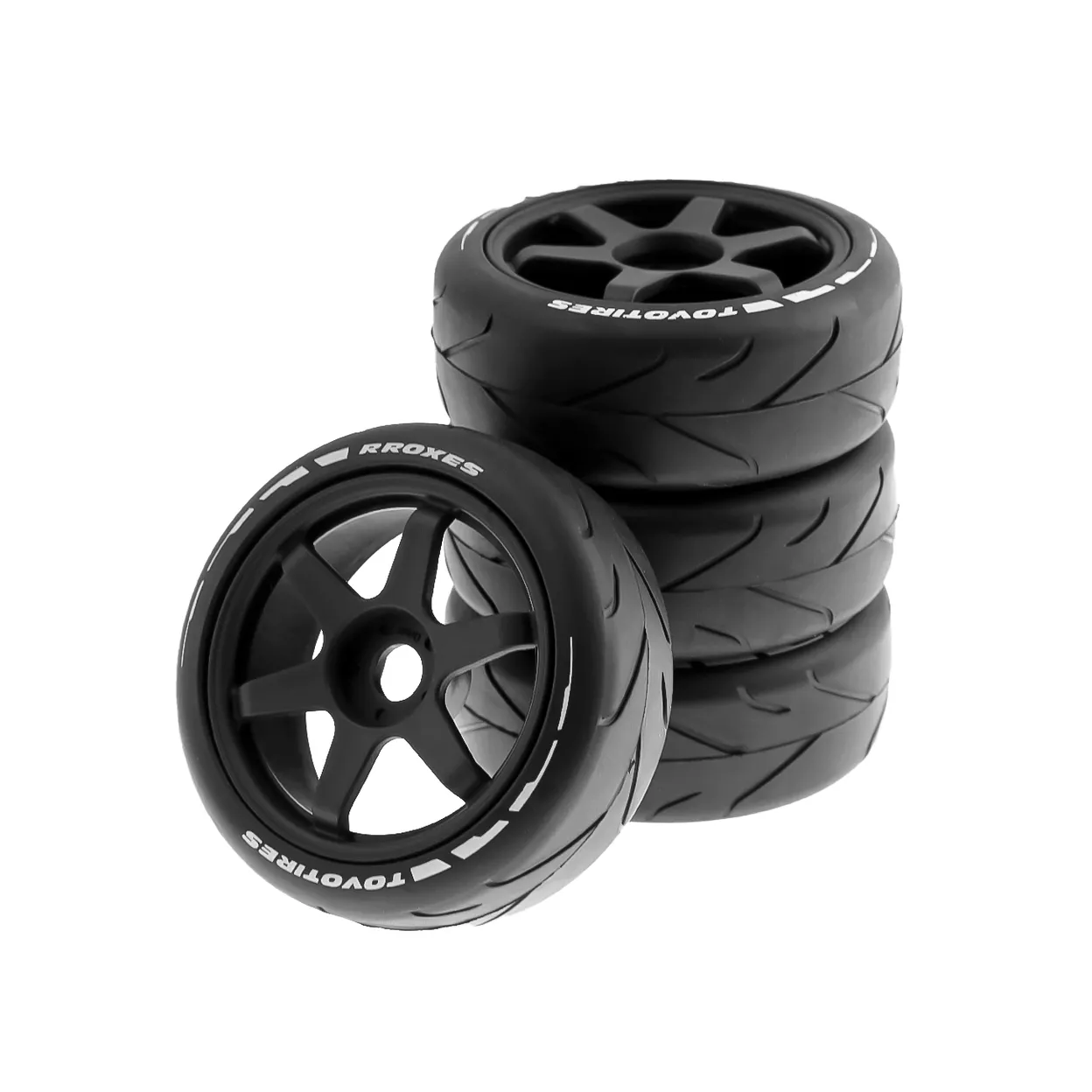 SpeedTek RC 40/105 Un-Mounted Non-Belted On Road Tires (4) (Black) (6-Spoke)