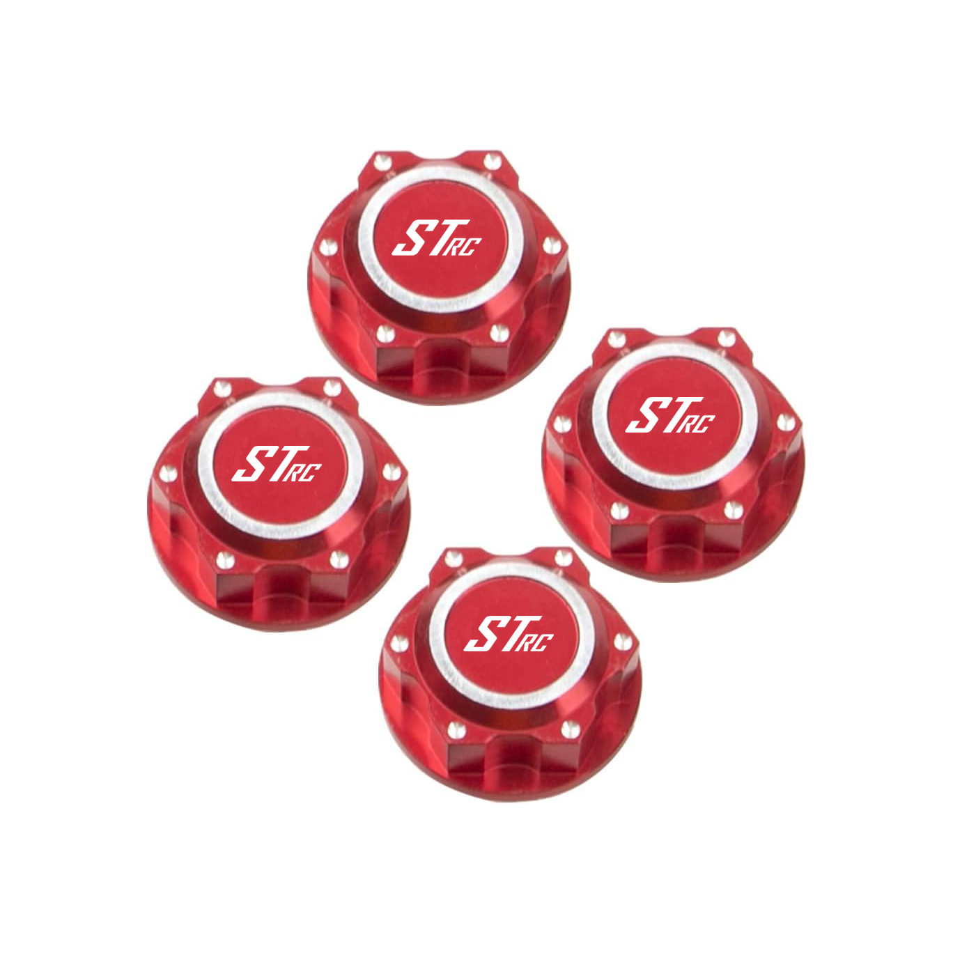 SpeedTek RC CNC Aluminum 24mm Hex Shielded Wheel Nuts (4) (Red) for Arrma 1/5