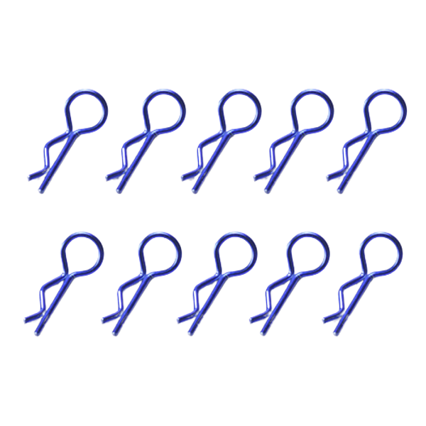 SpeedTek RC 1/10 & 1/8 RC Car Bent Body Clips (10) (Blue)