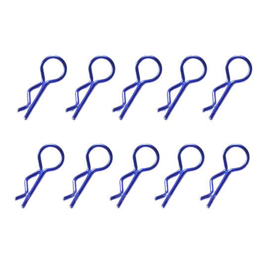 SpeedTek RC 1/10 & 1/8 RC Car Bent Body Clips (10) (Blue)