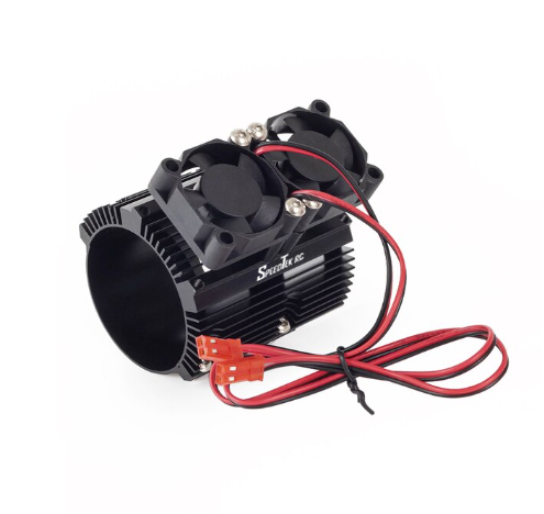 SpeedTek RC 43mm Aluminum Motor Mount Heat Sink w/ Twin Fans (Black)