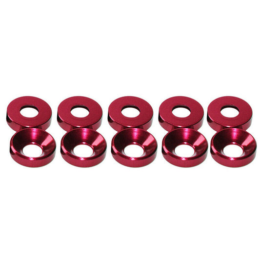 SpeedTek RC Aluminum Red Flat M4 Head High Load Spacers (10)