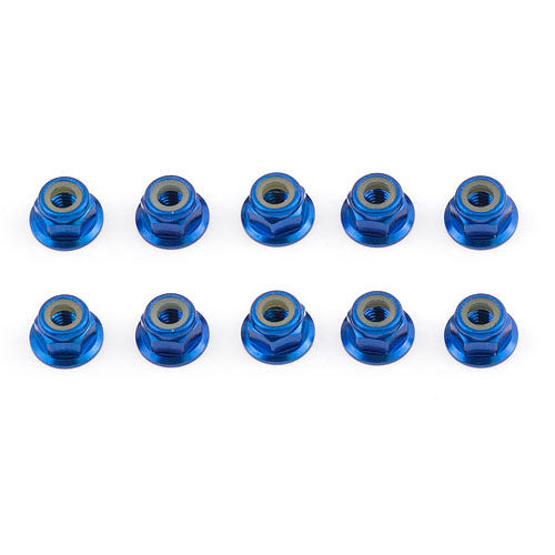 SpeedTek RC M4 Flanged Lock Nuts (10) (Blue)